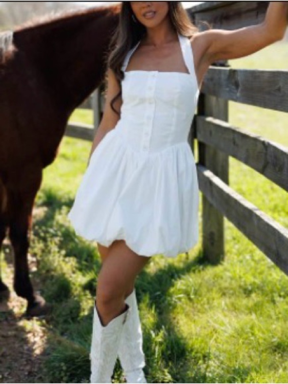 Lane 201 “Chapel Ready” White Halter Bubble Hem Sundress - Women